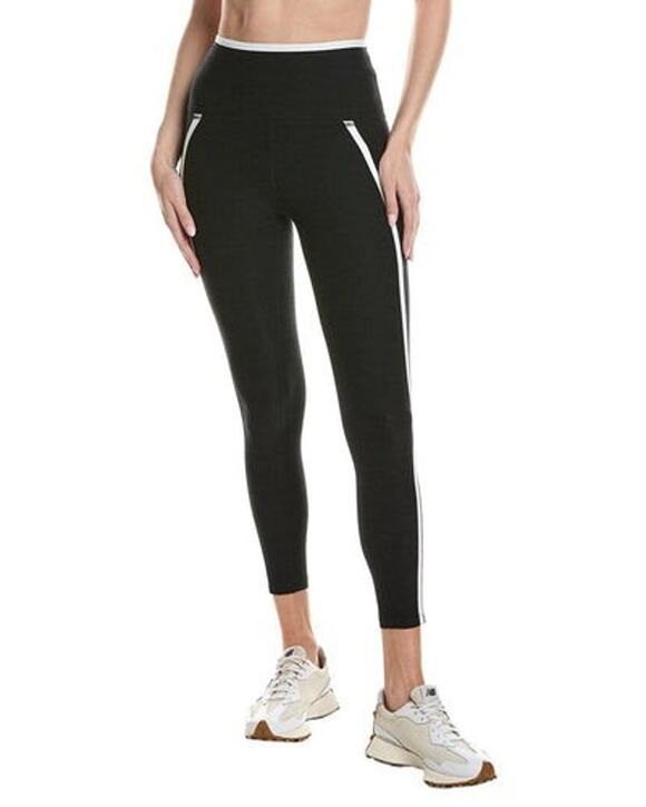 Beyond Yoga Pants - Beyond Yoga Spacedye New Moves Black White Stripe Leggings Medium